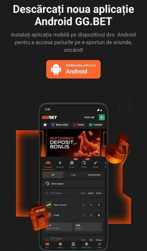 Descărcați aplicația mobilă GGBet pentru Android și pariați pe esports