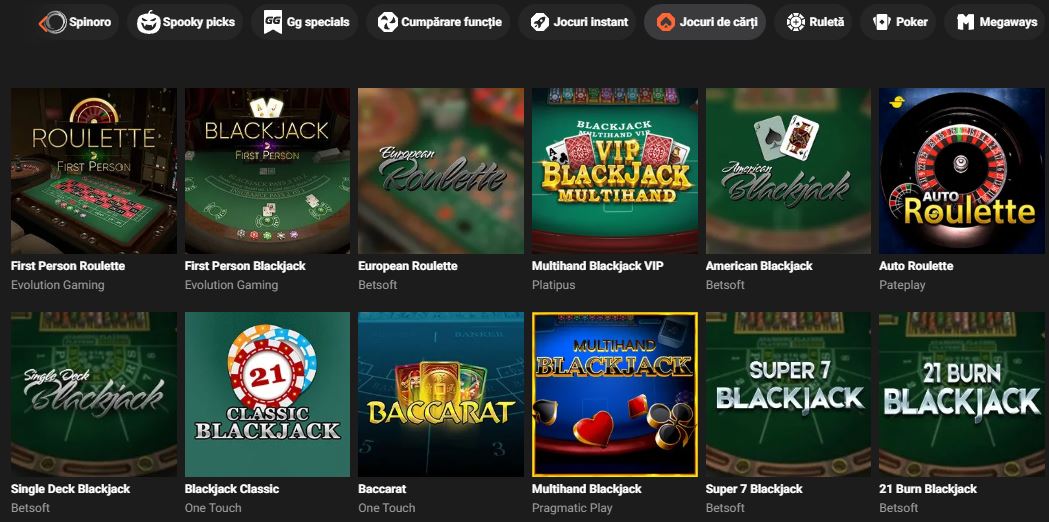 Explorti jocurile de masa clasice precum ruleta si blackjack